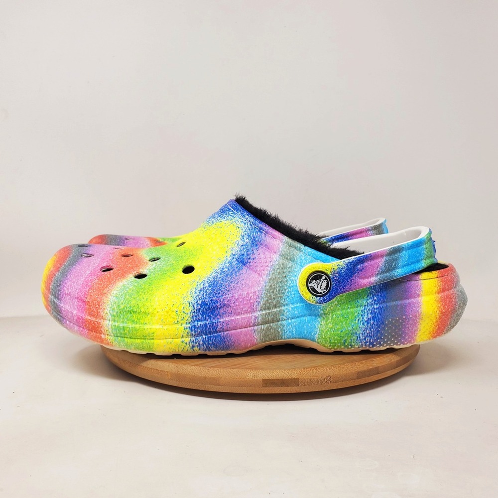 Crocs Classic Lined Clog Shoes Mens 11 Spray‎ Tie Dye Colorful Slip On